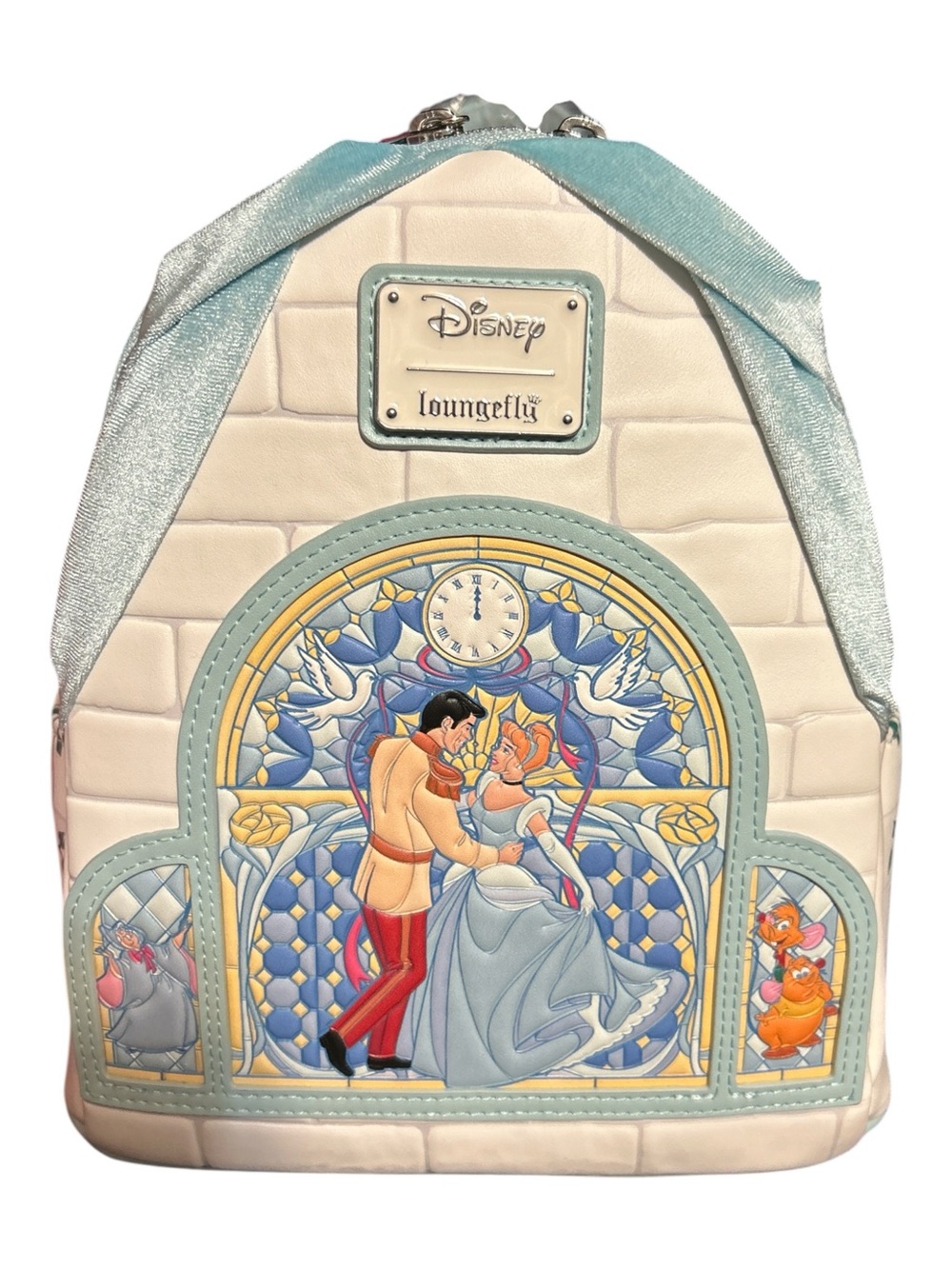 Loungefly Disney Cinderella Stained Glass Mini Backpack - Light Blue & Cream